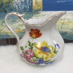 Vintage Royal Danube Garden Butterfly Porcelain Gravy Boat/Lg Creamer Gold Trim